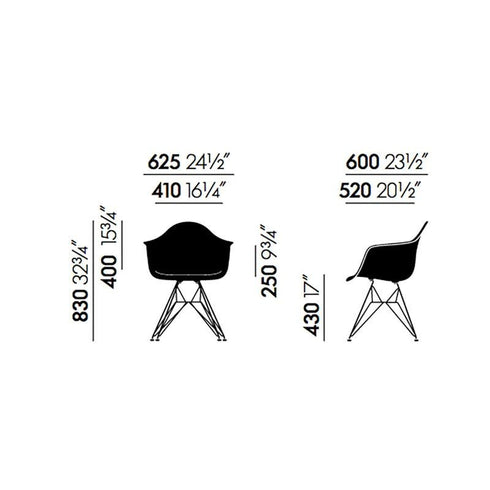 Cadeira de Braços em Plástico Eames DAR / Base Cromada